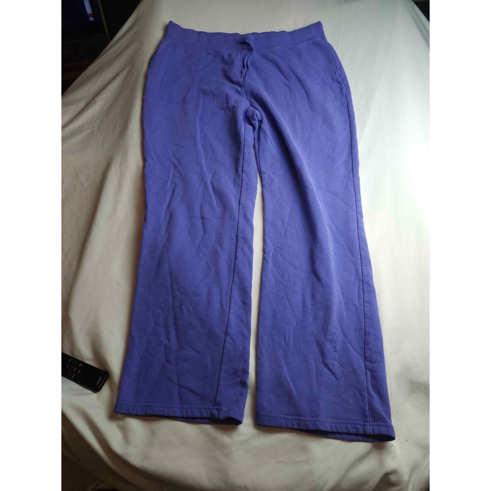 Laura Scott Purple Wide Leg Fleece Sweatpants Drawstring Pockets Womens XL